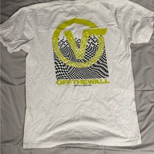 Vans White and Yellow Short Sleeve Tee with Graphic Design